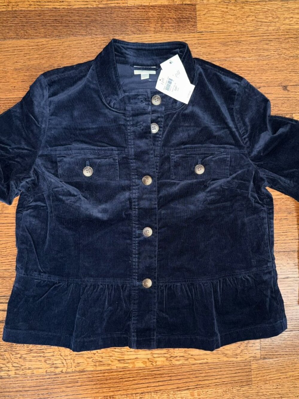 NWT J. Jill Corduroy Button-Front Peplum Jacket